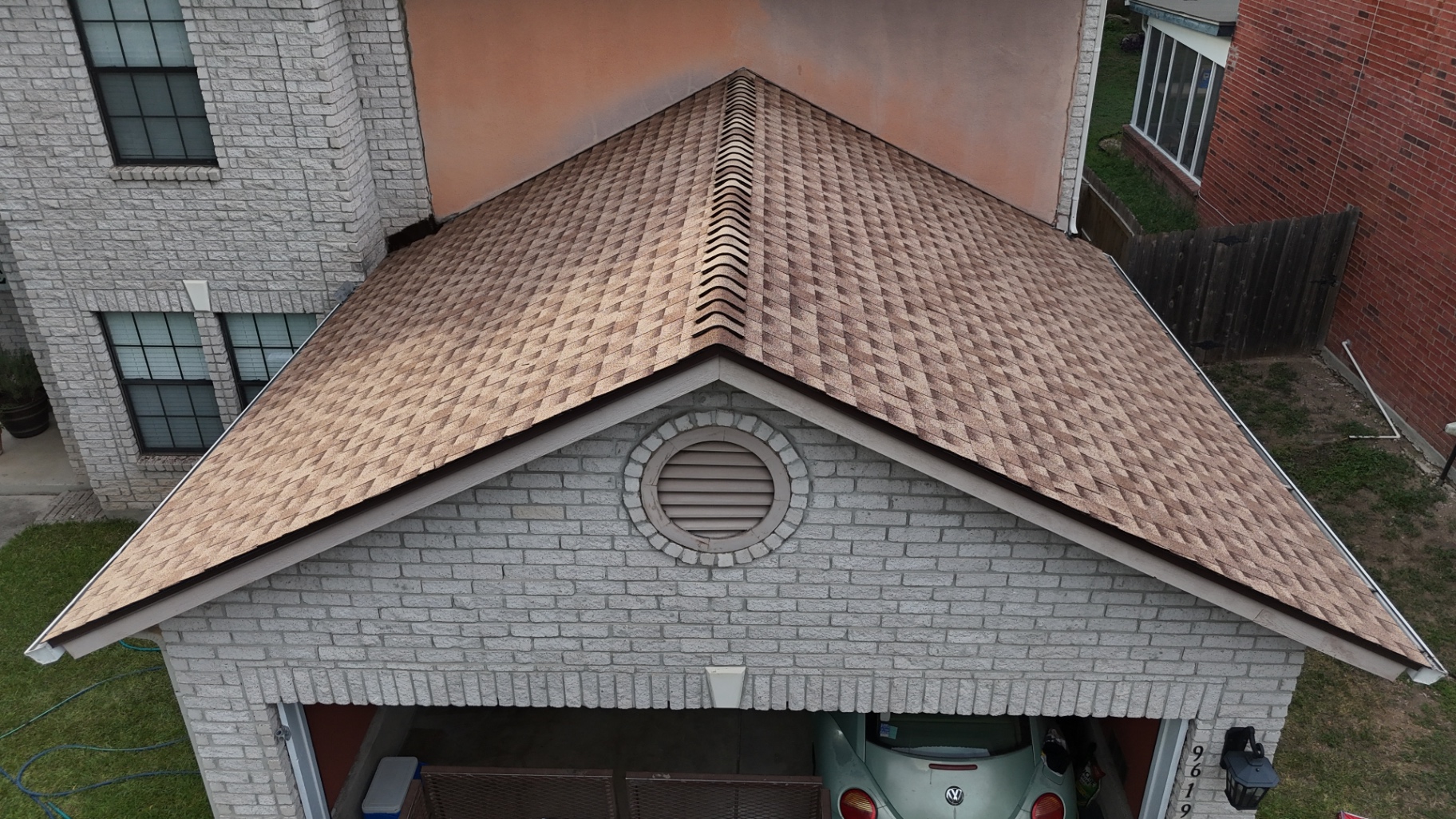 Front view of completed Braun Station roof replacement with GAF Timberline HDZ shingles