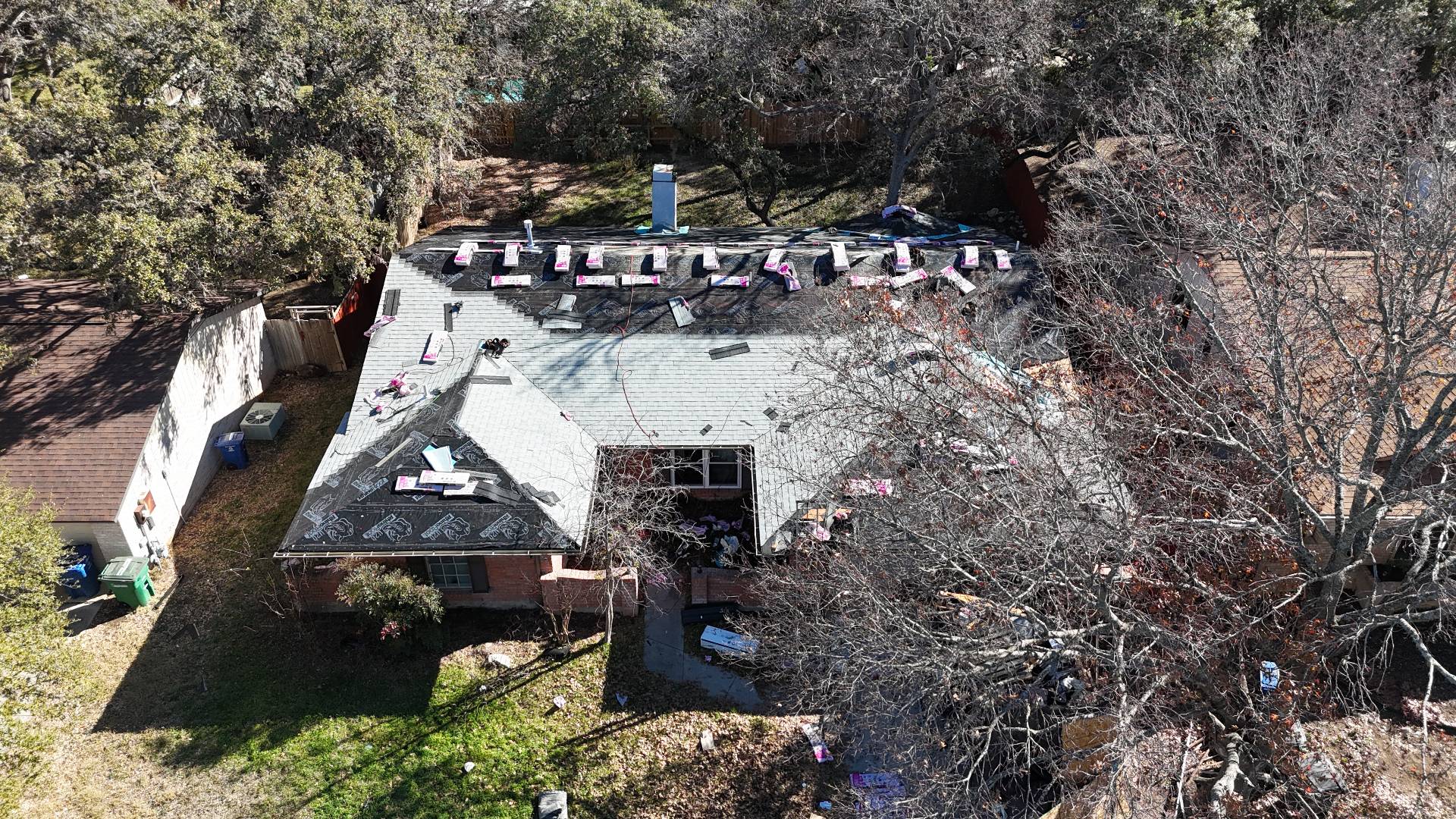 Side aerial of the Owens Corning roof nearing completion